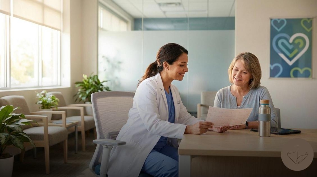 Acompanhamento cardiológico especializado com a Dra. Luciana Gouveia focado no risco cardiovascular na menopausa e na avaliação de sintomas como palpitações e dor no peito por estresse;controle metabólico e cardiovascular no climatério